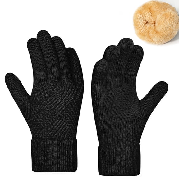 Hellosay Womens Gloves for Cold Weather Knit Thermal Warm Touch Screen Gloves Christmas Gifts Black