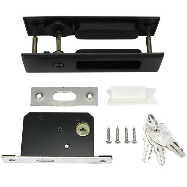 Juego de Cerradura de Puerta ANGGREK Accesorio de Puerta de Aleación de Zinc Negro Plata Cepillada