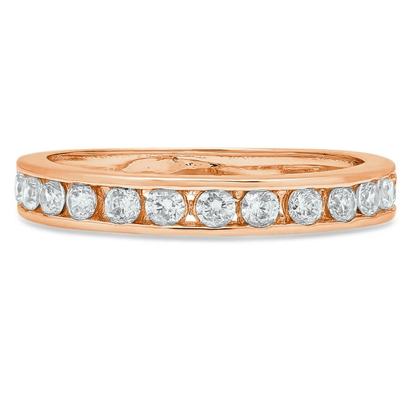 0.39 ctw Wedding Band for Women - 18K Rose Gold White Sapphire Stackable Eternity Ring