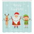 thumbnail image 3 of Ambesonne Elf Shower Curtain, Characters Holding Ornaments, 69"Wx84"L, Pale Blue and Multicolor, 3 of 3
