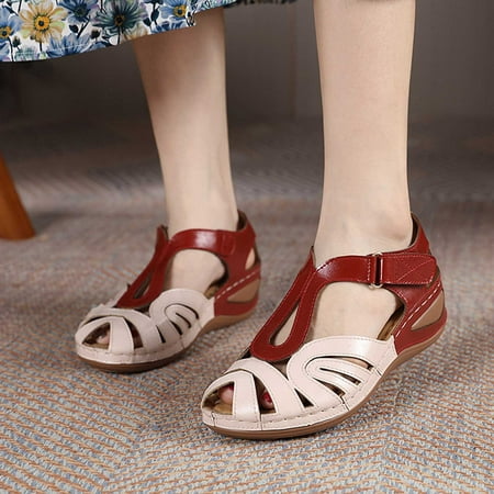 

Cameland Womens Sandals With Arch Support Summer Fashion Closed Toe Casual Orthopedic Sandals for Women Comfortable Breathable Hollowed Out Vintage Wedge Sandals for Women Up to 65% off!