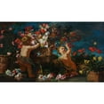 thumbnail image 2 of Abraham Brueghel 18x12 Gold Ornate Wood Frame and Double Matted Museum Art Print Titled - Vases of Flowers with Putti in a Landscape, 2 of 4