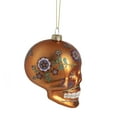 thumbnail image 4 of Northlight 4" Day of the Dead Glitter Embellished Skull Ornament - Orange, 4 of 5