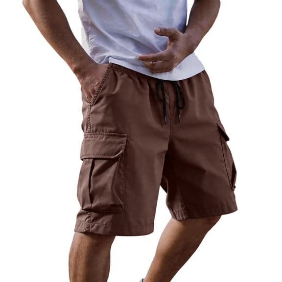 Cargo Shorts for Men Relaxed Fit Drawstring Waist Hiking Shorts Multi Pockets Outdoor Casual Athletic Short Pants, 2XL