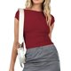 thumbnail image 1 of Blusas Cortas Mujeres Crop Tops Backless Crew Neck Slim Fit Tee Sexy para ir de compras (vino rojo S) Cgtredaw Para estrenar, 1 of 1
