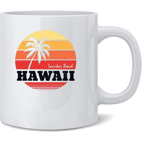 Hawaii Lanikai Beach Retro Ceramic Coffee Mug Tea Cup Fun Novelty Gift 12 oz