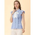 thumbnail image 2 of INSPIRE CHIC Women's Ruffle Bow Tie Chiffon Top Peter Pan Collar Button Down Shirts, 2 of 6