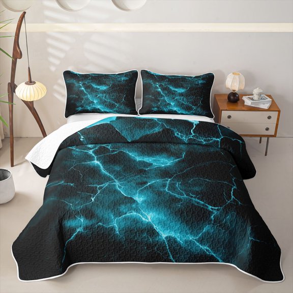 Homewish Glowing Lightning Twin Quilt Set,Contemporary Aesthetic Twin Coverlet Set,2-Piece