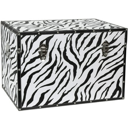 Oriental Furniture Faux Leather Zebra Trunk