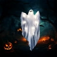 thumbnail image 5 of 47" Halloween Light up Hanging Ghost Decoration Outdoor with Spooky Warm White LED Light, Halloween Flying Hanging Ghosts for Prop, Front Yard Patio Lawn Garden Party Decor Indoor Outdoor, B, 5 of 7