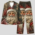 thumbnail image 4 of successthop Womens Plus Size Christmas Pajamas Santa Long Sleeve Lapel Button Sleepwear and Pj Pants Xmas Nightwear Red, 4 of 6