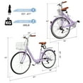 thumbnail image 2 of Ktaxon 26in Folding Beach Cruiser Bike for Women, 7-Speed City Commuter Bike with Lock, Basket & Rack, Purple, 2 of 7