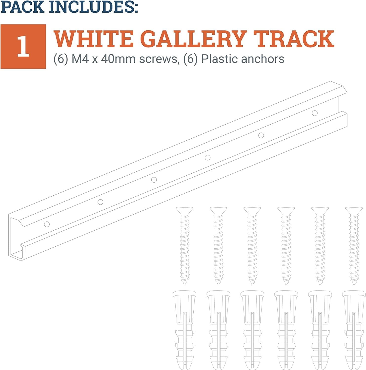 Picture Hang Solutions - 154-lb Capacity Wall Track - 79-Inch Picture Rail - Gallery Hanging Systems