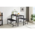 thumbnail image 3 of PUKNLY Dining Furniture Set, Bar Table with 2 Dining Benches for 4 People, Kitchen Table Counter with Chairs, Industrial for Kitchen Breakfast Table Living Room Party Room,Black, 3 of 13