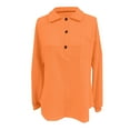 thumbnail image 4 of MIXUE Boho Tops For Women Autumn Winter Solid Color Lapel Button Down Long Sleeve Casual Soft Basic Classic T-shirts Streetwear,Orange,XXL, 4 of 5