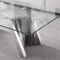 thumbnail image 3 of 51" Glass Coffee Table with Rectangular Tempered Glass Top & Flash-Shaped Irregular Stainless Steel Base, Central Table, Cocktail Table, Tea Table for Living Room, Office., 3 of 6
