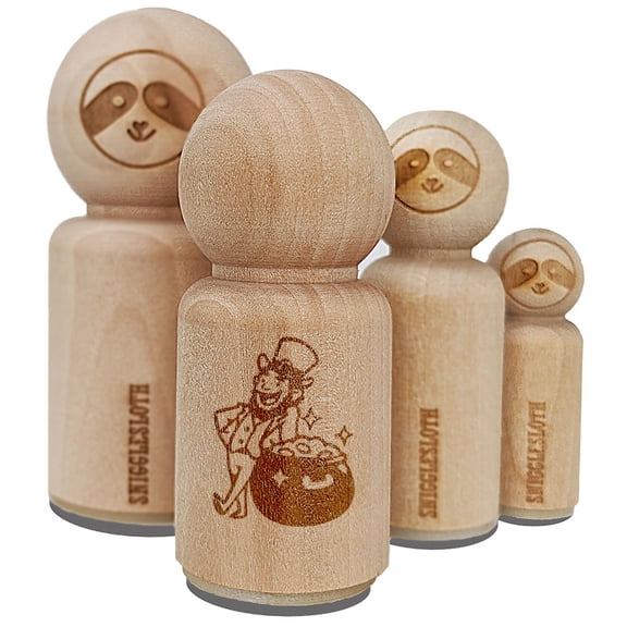 Leprechaun with Pot of Gold Saint Patricks Day Rubber Stamp for Scrapbooking Crafting Stamping - Mini 1/2 Inch