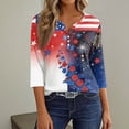 thumbnail image 5 of 4th of July Shirts for Women 3/4 Sleeve T Shirts Loose American Flag Print Pullover USA 250th Anniversary Celebration Party Tops Independence Day Patriotic V Neck 1776-2026 Blouses Blue 3XL, 5 of 6