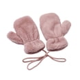 thumbnail image 5 of Bmisegm Kids Warm Gloves Korean Style Solid Color Children Mitten Glossy Plate Thickened Neck Hanging Cold Season Pink, 5 of 5