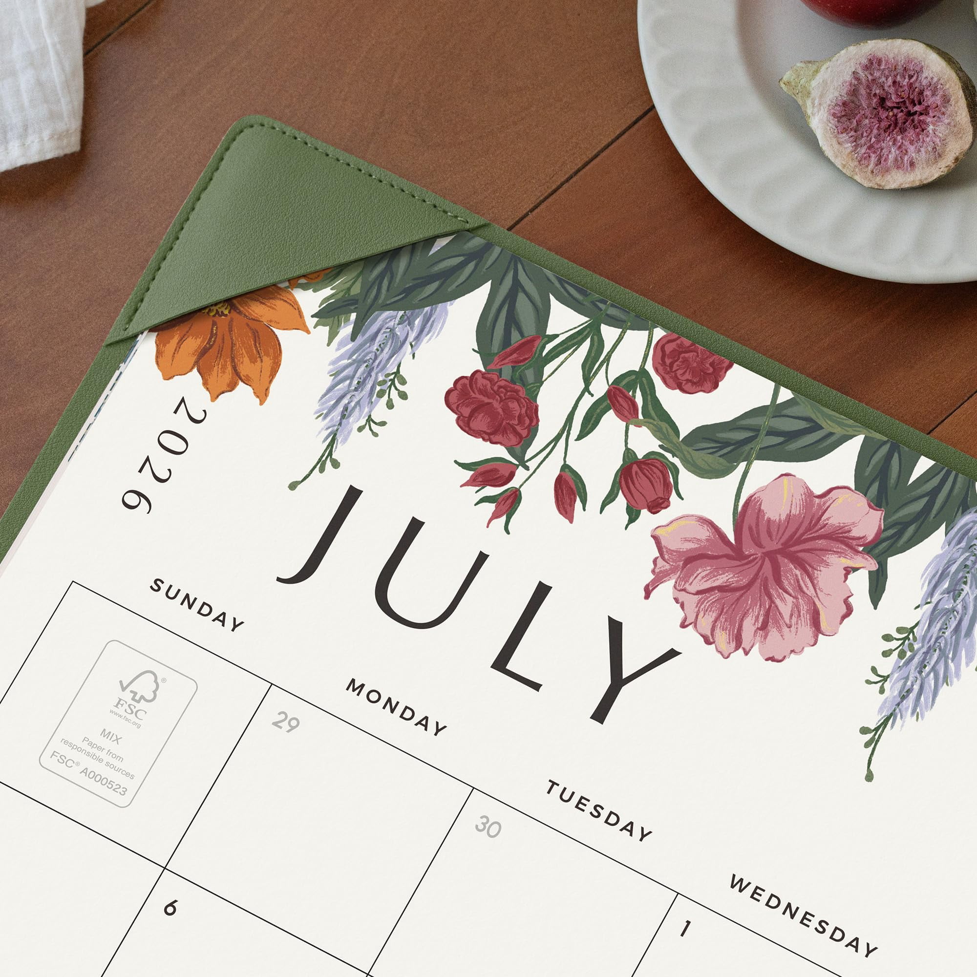 Desk Calendar 2026 With Desktop Mat  Large Pad 22 X 17 Inch Runs From July 2026 To December 2027 Classic Floral Design 2026 For Home School And Office (green)