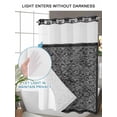 thumbnail image 6 of No Hook Shower Curtain with Snap-in Liner, Black Flowers Waterproof Fabric Bathroom Curtains, Spring Floral Farmhouse Retro Art Bath Curtains & Mesh Top Window Narrow 36"x78", 6 of 9