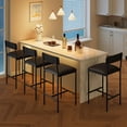 thumbnail image 4 of Set of 4 bar stools: 37 - pulgada, metal legs, pu asientos, backrest, kitchen height, forrado con footrest, para dining room, kitchen party (negra), 4 of 7