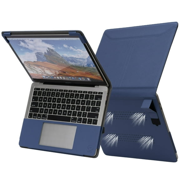 TYTX Compatible with MacBook Pro Leather Case with Vents and Stand Function 13 Inch 2016-2022 (A1989 A1706 A1708 A2159 A2289 A2251 A2338 M1 M2), Dark Blue