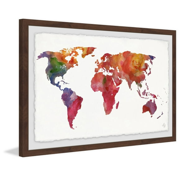 Colored Map Framed Painting Art Print