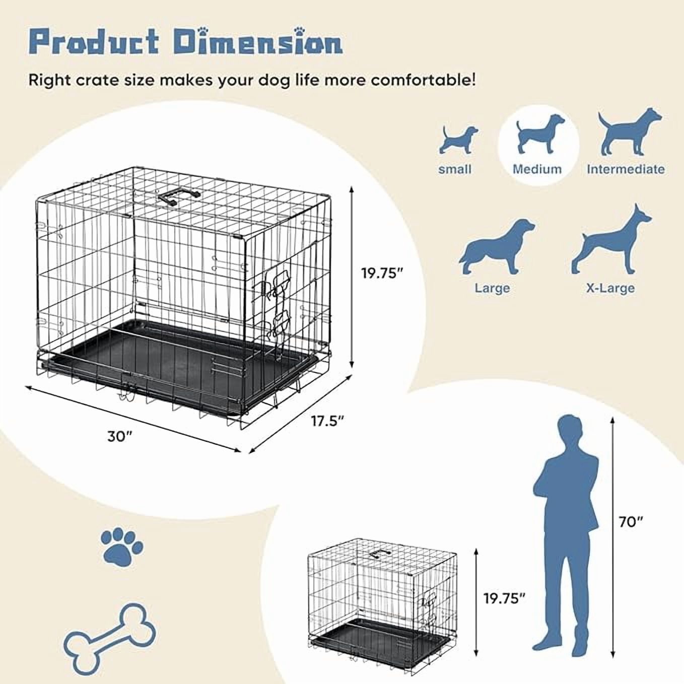 CONCETTA Single Door Dog Crate, 30 Inch, With Divider photo 2