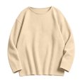 thumbnail image 3 of Girls Boys Sweater Long Sleeve Crew Neck Pullover Sweater Knit Pullover Sweatshirt Kids Long Sleeve Crew Neck Solid Casual Tops Fall Outfits(Khaki,5-6 Years), 3 of 6