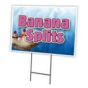 BANANA SPLITS 12"x16" Yard Sign & Stake | Advertise Your Business | Stake Included Image On Front Only | Made in The USA