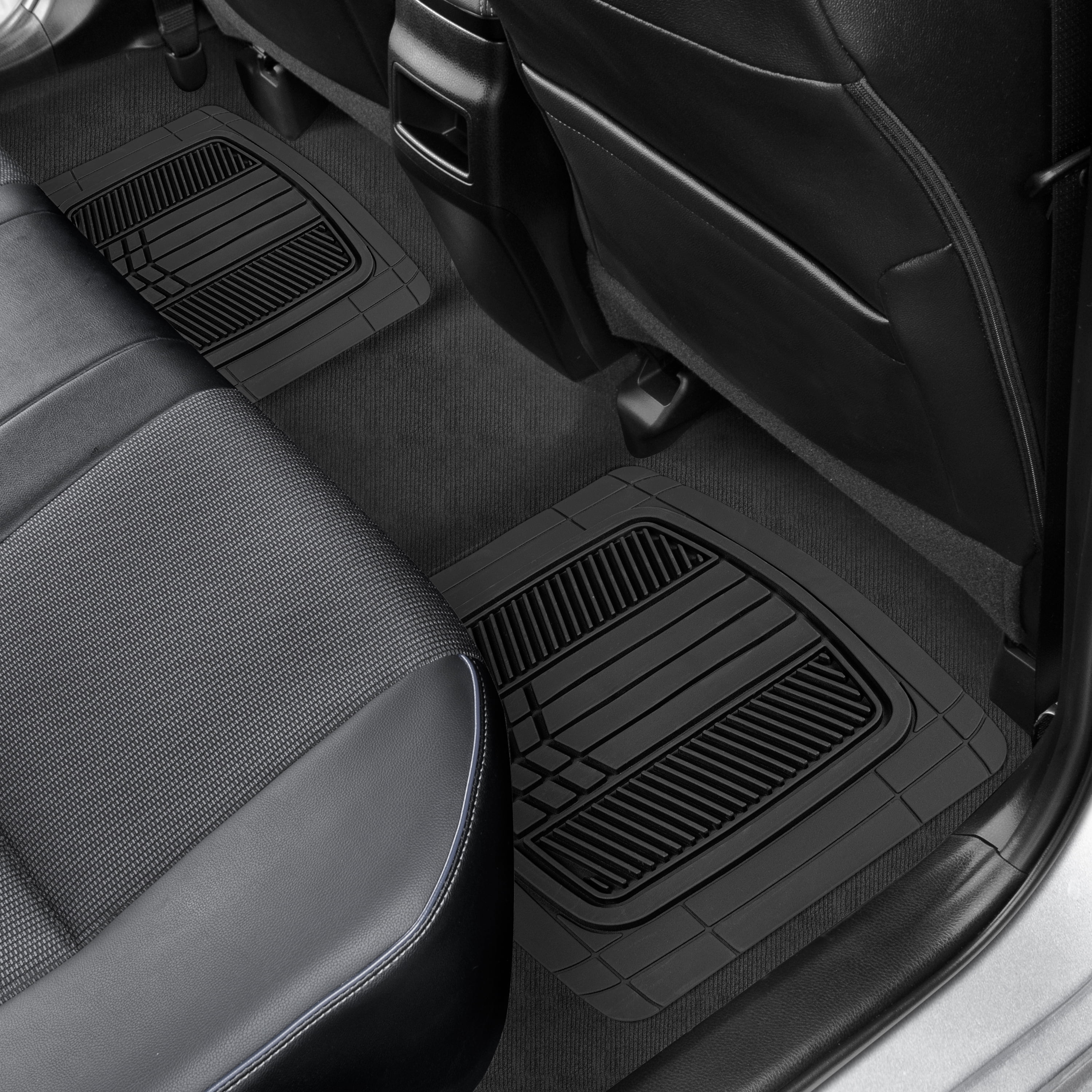BDK Heavy Duty Blue Rubber Car Mats Full Set - Universal Trim-To-Fit All Weather Floor Mats - Floor Mats for Car Accessories - Front & Back Interior Floor Mats for Truck Accessories