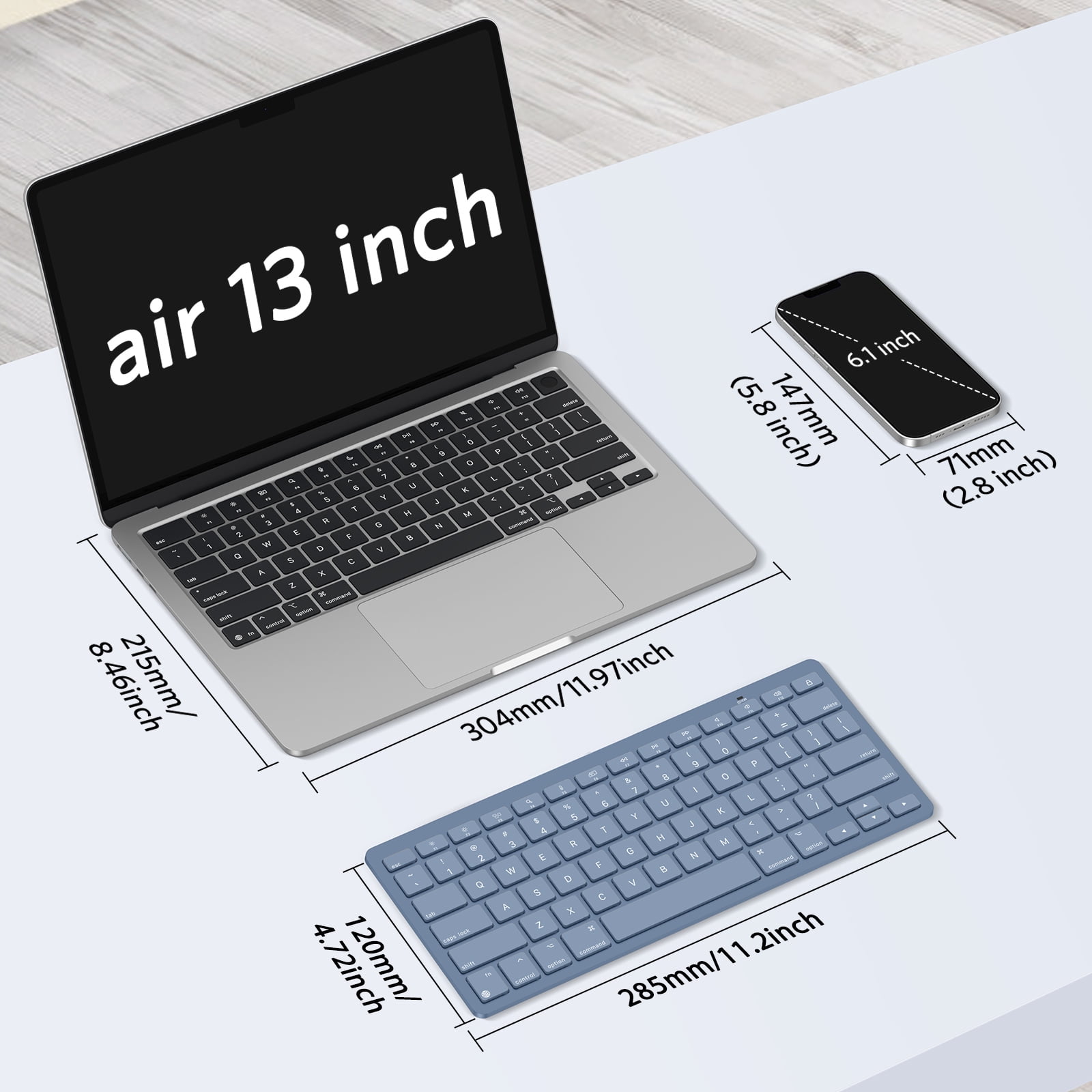 Wireless Bluetooth Keyboard for Mac, Ultra-Slim Portable Ergonomic Design, Compatible with MacBook Pro/Air and iMac, OMOTON, Blue