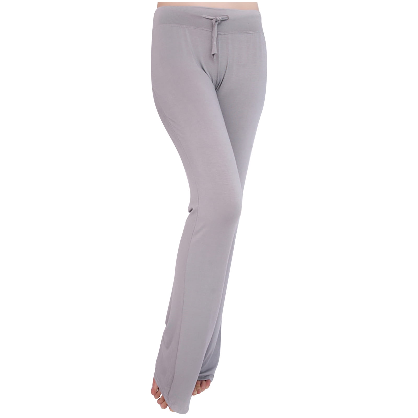 Dark Gray Yoga Pants For Women - Mid Waist, Drawstring, Patched