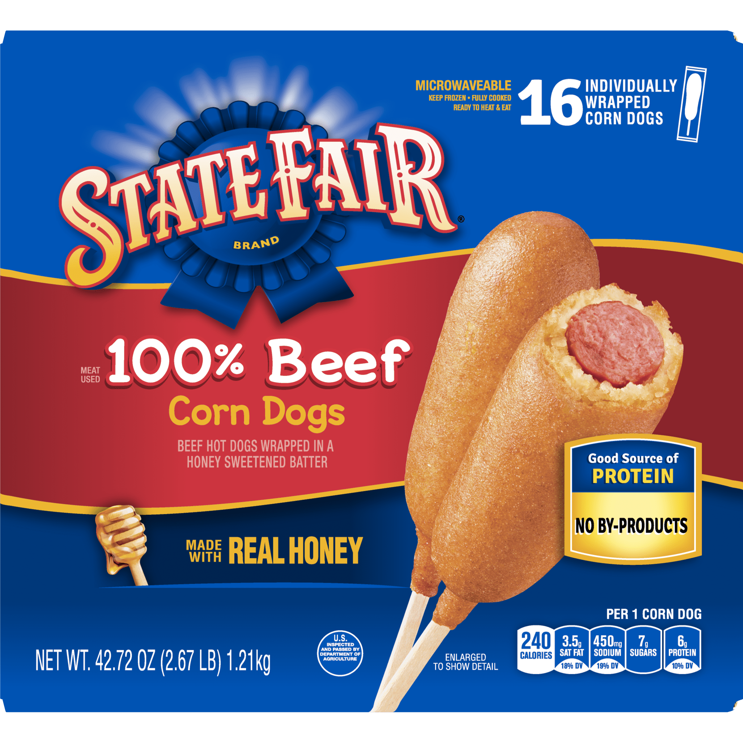 State Fair® 100 Beef Corn Dogs, 42.72 oz (16 Count) (Frozen) Walmart