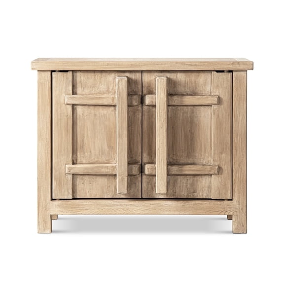 Rowan 48" Solid Reclaimed Pine 2-Door Crossbar Accent Storage Cabinet Heritage Light Natural Brown