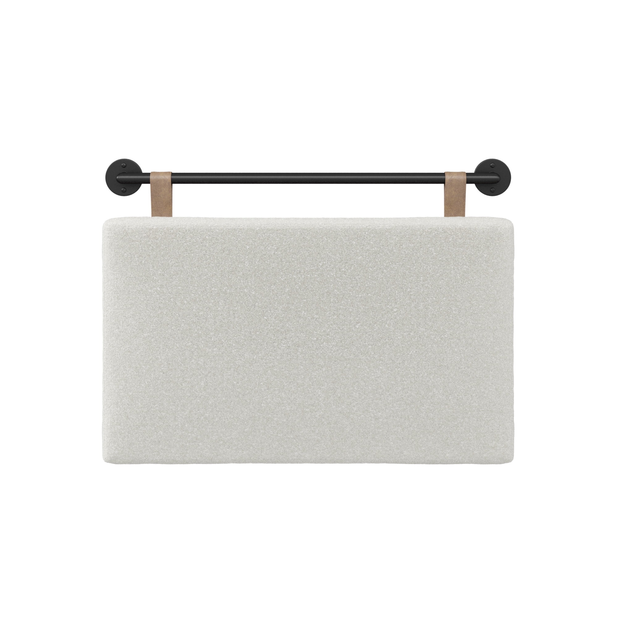 Nathan James Charlie Wall Mount Padded Headboard, Adjustable Height with Black Metal Rail for Twin Size Bed