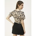 thumbnail image 2 of Moomaya Printed Viscose Rayon Top, V Neck Short Sleeves Summer Top For Women, 2 of 8