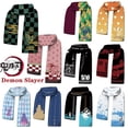 thumbnail image 2 of Bufanda de Anime Demon Slayer para hombre y mujer, bufandas de terciopelo de doble cara con patrón de dibujos animados de Kimetsu No Yaiba, invierno cálido, regalo de Cosplay Fivean unisex, 2 of 2
