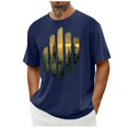 thumbnail image 5 of Aobny Short Sleeve Running Shirts for Men Navy Blue Casual Slim Fit Crew Neck Shirt Graphic Pullover Work Tops,S, 5 of 5