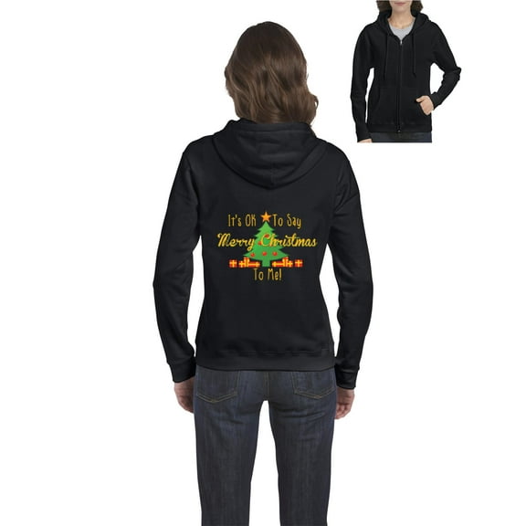 MmF - Women's Sweatshirt Full-Zip Pullover - It is OK to Say Merry Xmas To Me