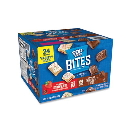 Pop Tarts Bites Variety Pack Chocolate Strawberry, 1.4 oz Pouch, 24/Carton