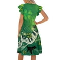 thumbnail image 2 of Yuyamidu V Neck Dress for Women St Patricks Day Dresses for Women Plus Size Stylish Flutter Ruffle Sleeve Tiered Swing Midi Dress in Green, Flowy and Casual, Size S, 2 of 8