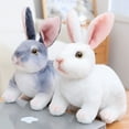 thumbnail image 3 of 1Pcs Bunny Gift Stuffed Animal Realistic Rabbit Plush Toy Black 11.8 inch，White Rabbit Seat Style, 3 of 4