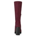 thumbnail image 2 of BLISSFUL STEP Women's Mid-calf Round Toe Block Heel Boots Burgundy 8.5, 2 of 8