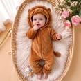 thumbnail image 5 of OJSFQUFP Baby Toddler Fuzzy Plush Hooded Zipper Jumpsuit with & Tail Infant Cosplay Romper for Halloween, 5 of 7