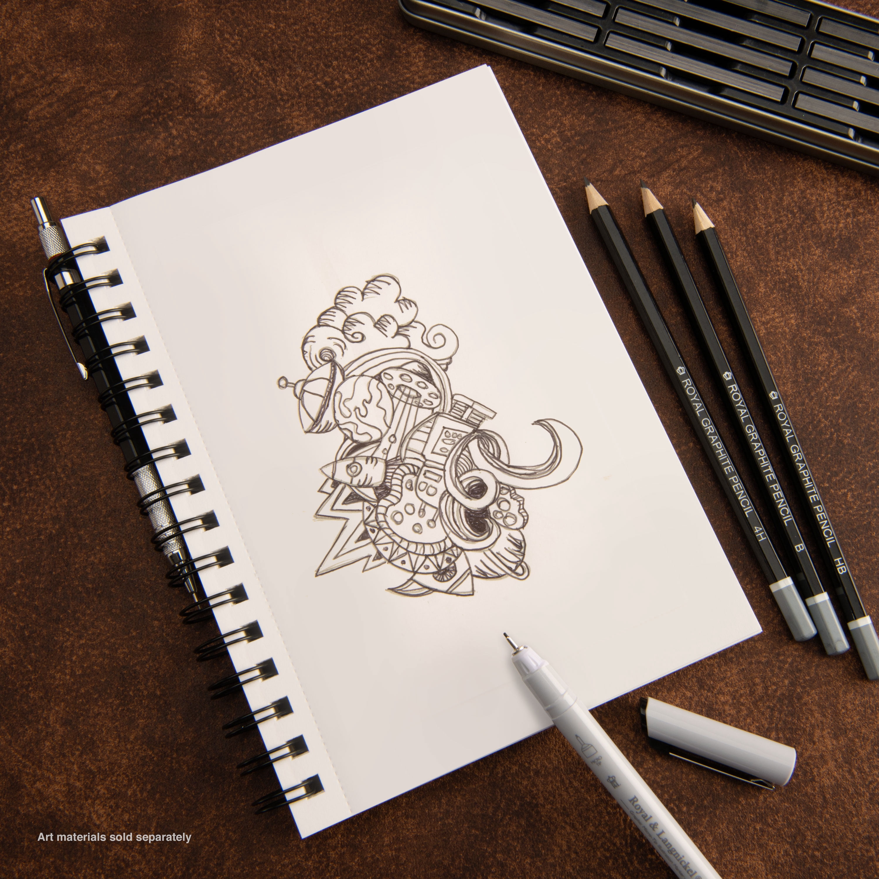 Bee Paper - Bee Inspired 5.5"x8.5" Sketching Paper Pad, 100 Sheets, Side Wire, 50lb. 74GSM
