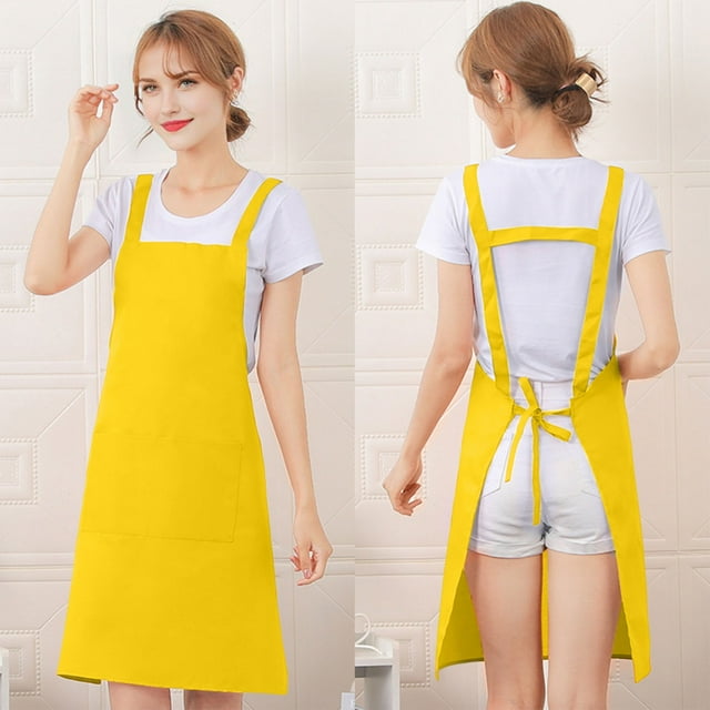ABPWLY H Back Adjustable Apron with Pocket 29.5x25.6 Inch Waterproof Polyester Canvas Smock for Cooking Art and Gardening