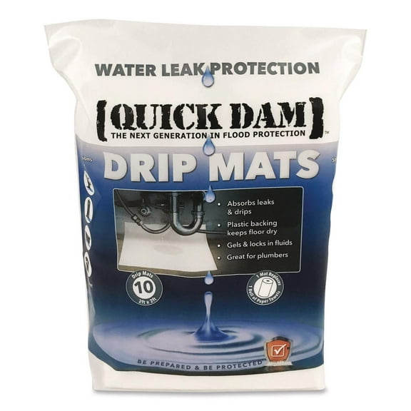 Quick Dam Drip Mats, 20 oz, 2 ft x 2 ft, 10/Pack