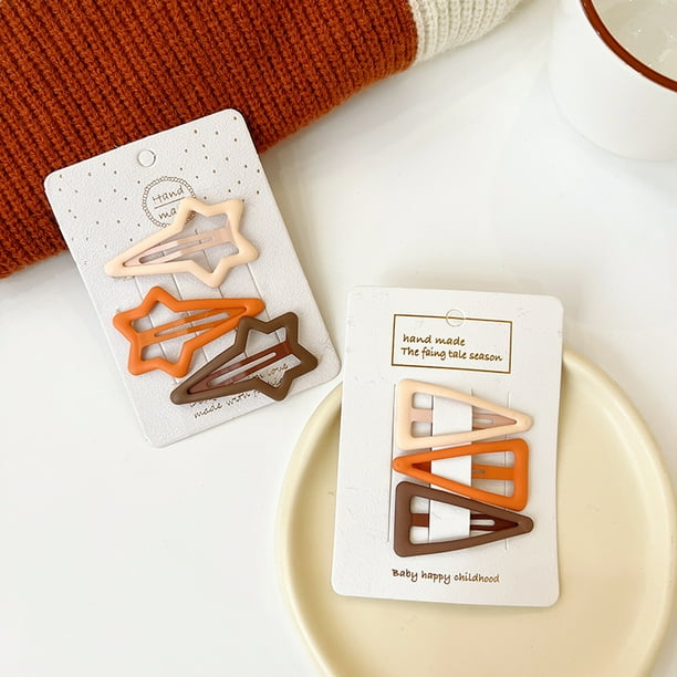 3/6 unids/set nuevas niñas moda Color café adorno de estrellas geométricas pinzas para el cabello rosa horquillas dulces para adultos accesorios para cabello femenino